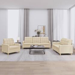 vidaXL Set de canapele cu perne, 3 piese, crem, textil GartenMobel Dekor (3201244) Canapea