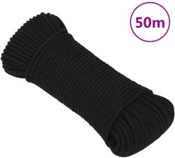 vidaXL Franghie de lucru, negru, 4 mm, 50 m, poliester GartenMobel Dekor (152803)