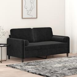 vidaXL Canapea cu 2 locuri cu pernute, negru, 140 cm, catifea GartenMobel Dekor (3200886) Canapea