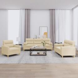 vidaXL Set de canapele cu perne, 3 piese, crem, textil GartenMobel Dekor (3201554) Canapea