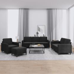vidaXL Set de canapele, 4 piese, negru, catifea GartenMobel Dekor (3201949) Canapea