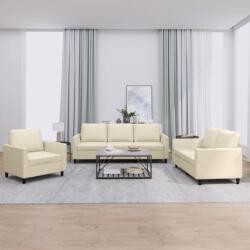 vidaXL Set de canapele cu perne, 3 piese, crem, piele ecologica GartenMobel Dekor (3201741) Canapea