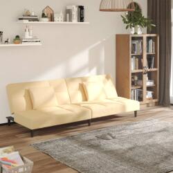 vidaXL Canapea extensibila cu 2 locuri, 2 perne, crem, catifea GartenMobel Dekor (375814) Canapea