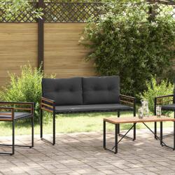 vidaXL Banca cu strat din lemn cu perna Gri închis 114 x 55 x 77 cm GartenMobel Dekor (42026937)