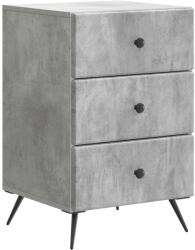 vidaXL Noptiera gri beton cu 3 sertare, 43 x 41 x 66, 5 cm, lemn prelucrat (895478)