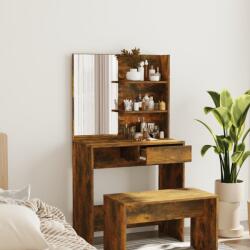 vidaXL Masa de toaleta cu oglinda, stejar fumuriu, 74, 5x40x141 cm GartenMobel Dekor (820490)