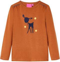 vidaXL Tricou pentru copii cu maneci lungi, coniac, 92 GartenMobel Dekor (13524)