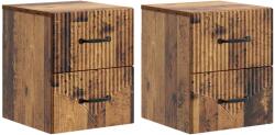 vidaXL Set 2 noptiere suspendate maro, 2 sertare, 34, 5 x 33 x 40 cm (898992)