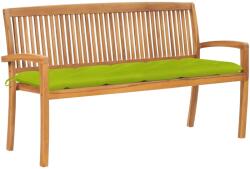 vidaXL Banca de gradina stivuibila cu perna, 159 cm, lemn masiv de tec GartenMobel Dekor (3063332)