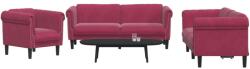 vidaXL Set de canapea, 3 piese, rosu vin, catifea GartenMobel Dekor (3209213) Canapea