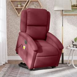 vidaXL Fotoliu de masaj electric rabatabil cu ridicare rosu vin textil GartenMobel Dekor (3204203)