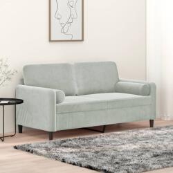 vidaXL Canapea cu 2 locuri cu pernute, gri deschis, 140 cm, catifea GartenMobel Dekor (3200881) Canapea