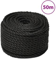 vidaXL Franghie de lucru, negru, 14 mm, 50 m, polipropilena GartenMobel Dekor (153022)