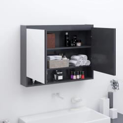 vidaXL Dulap de baie cu oglinda, gri, 80x15x60 cm, MDF GartenMobel Dekor (331534)