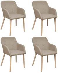 vidaXL Scaune de bucatarie, 4 buc, bej, textil & lemn de stejar masiv GartenMobel Dekor (270570)