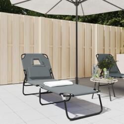 vidaXL Sezlong pliabil gri tesatura Oxford & otel vopsit electrostatic GartenMobel Dekor (360178)