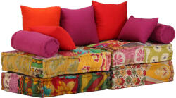 vidaXL Canapea puf modulara cu 2 locuri, petice, material textil GartenMobel Dekor (244985)