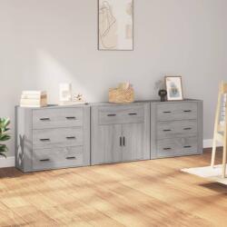 vidaXL Servanta, 3 buc. , sonoma gri, lemn prelucrat GartenMobel Dekor (3185429) Comoda