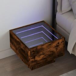 vidaXL Noptiera cu LED infinity, stejar fumuriu, 40x40x30 cm GartenMobel Dekor (3284067)
