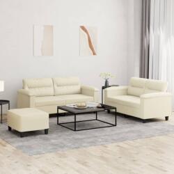 vidaXL Set de canapele cu perne, 3 piese, crem, piele ecologica GartenMobel Dekor (3202368) Canapea