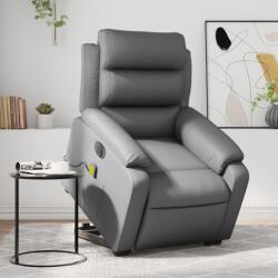 vidaXL Fotoliu masaj rabatabil electric cu ridicare, gri, piele eco GartenMobel Dekor (3205066)