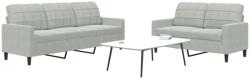 vidaXL Set de canapele cu perne, 2 piese, gri deschis, catifea GartenMobel Dekor (3278391) Canapea