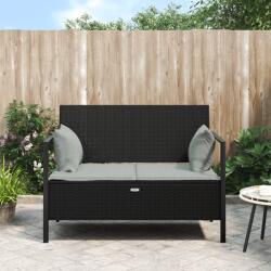 vidaXL Banca de gradina cu 2 locuri, cu perne, negru, poliratan GartenMobel Dekor (364112)