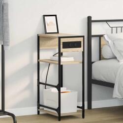 vidaXL Noptiera stejar sonoma cu priza si rafturi, 40x27x76 cm, lemn compozit (859571)
