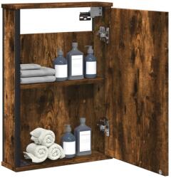 vidaXL Dulap baie cu oglinda stejar fumuriu 42x12x60 cm lemn compozit GartenMobel Dekor (842433)
