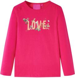 vidaXL Tricou pentru copii cu maneci lungi, roz aprins, 116 GartenMobel Dekor (13731)