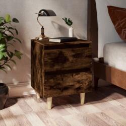 vidaXL Noptiere picioare lemn masiv 2 buc. stejar fumuriu 40x35x50 cm GartenMobel Dekor (813123)