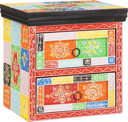 vidaXL Set 2 noptiere boho multicolore cu 2 sertare, 40 x 30 x 40 cm (4017589)