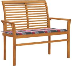 vidaXL Banca de gradina, perna rosu carouri, 112 cm, lemn masiv tec GartenMobel Dekor (3062662)