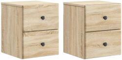 vidaXL Set 2 noptiere suspendate cu 2 sertare, stejar sonoma, 34, 5x33x40 cm (899150)