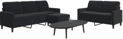 vidaXL Set de canapele cu perne, 3 piese, negru, catifea GartenMobel Dekor (3278406) Canapea