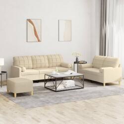 vidaXL Set de canapele cu perne, 3 piese, crem, textil GartenMobel Dekor (3201332) Canapea
