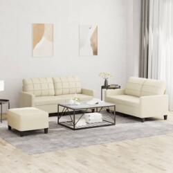 vidaXL Set de canapele cu perne, 3 piese, crem, piele ecologica GartenMobel Dekor (3201364) Canapea