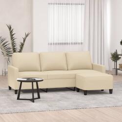 vidaXL Canapea cu 3 locuri cu taburet, crem, 180 cm, material textil GartenMobel Dekor (3201039) Canapea