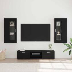 vidaXL Set comoda TV cu sertar cu usa FLORIN 3 pcs Negru Lemn compozit GartenMobel Dekor (3397925)