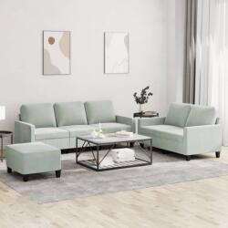 vidaXL Set de canapele cu perne, 3 piese, gri deschis, catifea GartenMobel Dekor (3201526) Canapea