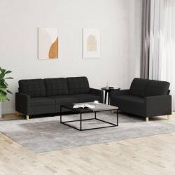 vidaXL Set de canapele cu perne, 2 piese, negru, textil GartenMobel Dekor (3201310) Canapea