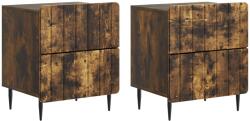 vidaXL Set 2 noptiere stejar fumuriu cu 4 sertare, 43 x 34, 5 x 49, 5 cm (894306)