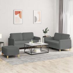 vidaXL Set de canapele cu perne, 3 piese, gri închis, textil GartenMobel Dekor (3202095) Canapea