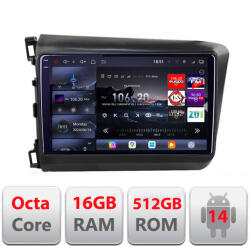 Edotec Navigatie Android Honda Civic 2012-2015 Edotec QLED 2K 16GB RAM 512GB (KIT-132+EDT-E809-2K)