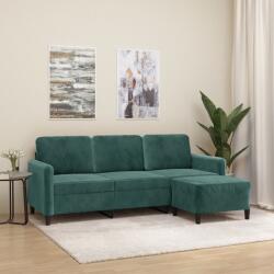vidaXL Canapea cu 3 locuri si taburet, verde închis, 180 cm, catifea GartenMobel Dekor (3201176) Canapea