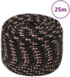 vidaXL Franghie de barca, negru, 12 mm, 25 m, polipropilena GartenMobel Dekor (152352)