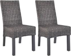 vidaXL Scaune de bucatarie, 2 buc. , maro, ratan Kubu si lemn de mahon GartenMobel Dekor (246655)