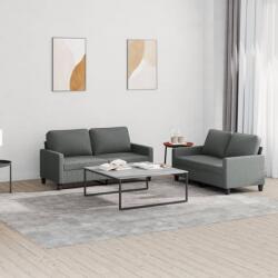 vidaXL Set de canapele cu perne, 2 piese, gri închis, textil GartenMobel Dekor (3201445) Canapea
