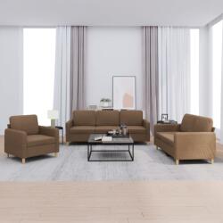 vidaXL Set de canapele cu perne, 3 piese, maro, textil GartenMobel Dekor (3202057) Canapea