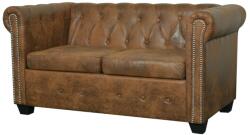 vidaXL Canapea Chesterfield, 2 locuri, maro, piele ecologica GartenMobel Dekor (243619) Canapea